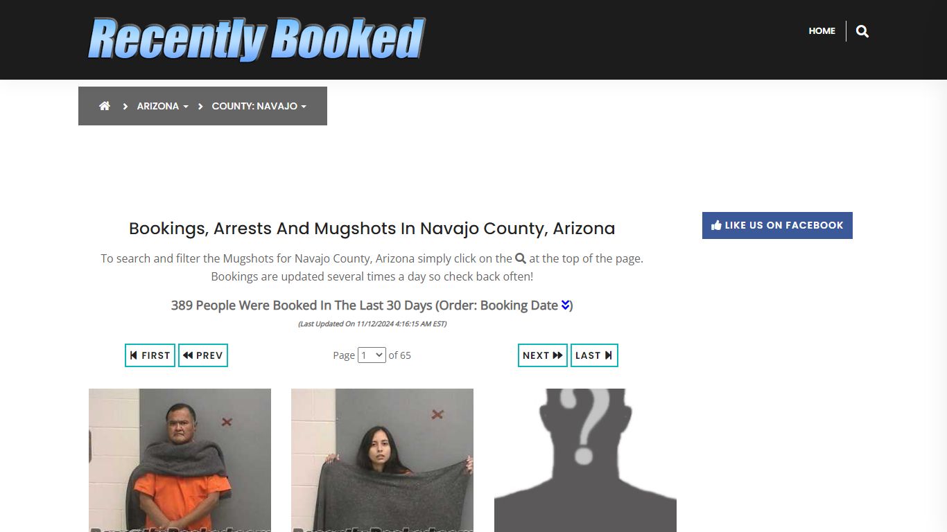 Bookings, Arrests and Mugshots in Navajo County, Arizona - Recently Booked